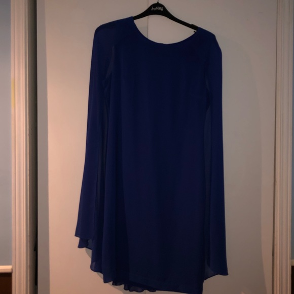 Blue Chiffon Cape Dress - Picture 3 of 3